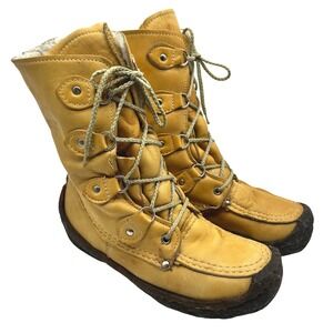 Vintage 70s Glo-Warm by Border Tan Leather Shearling Mukluk Canadian Boots 8